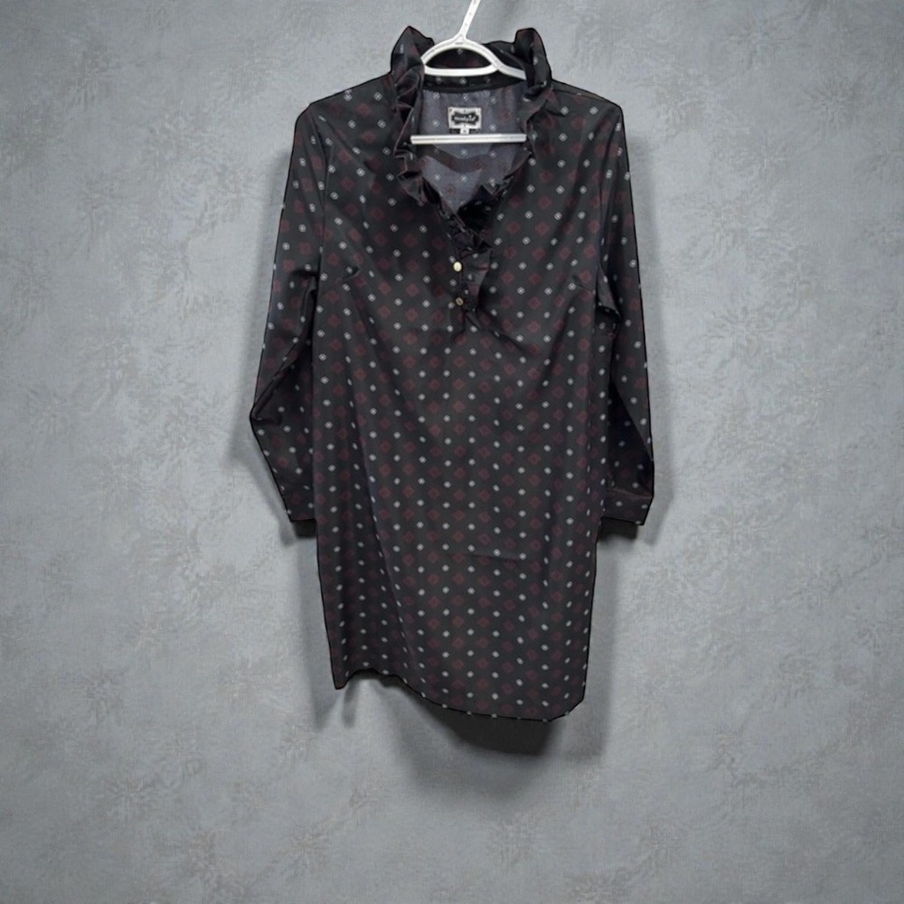 New Mudpie Whitney Ruffle Satin Dress Diamond Pattern Tunic Dress Size Large